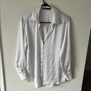 Zara satin button up top